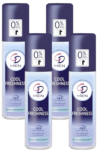 CD MEN Deo Zerstäuber 'Cool Freshness', 75 ml, Deodorant ohne Aluminiumsalze, frischer Duft, 24 h langanhaltender Schutz, für empfindliche Haut geeignet, vegane Körperpflege (Packung mit 4)