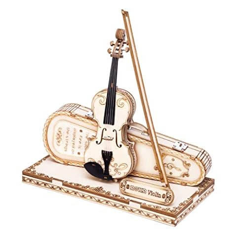 ROKR 3D Wooden Puzzles Violin Capriccio Craft Model Kits for Adults to Build Musical Instruments Birthday Gift for Family and Friends 62 Pieces, Violin Capriccio Cover