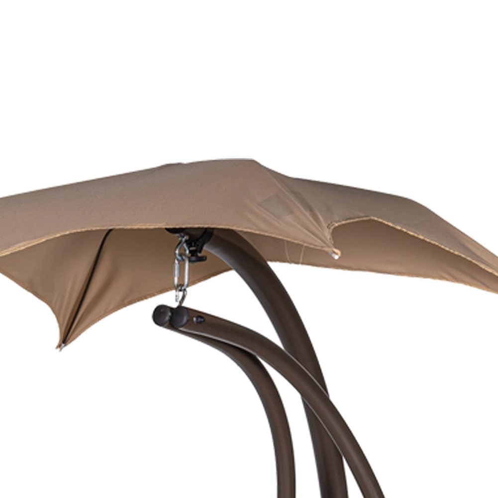 BAKAJI Dondolo Amaca Lettino Sospeso Da Giardino Con Pensile Parasole e Cuscino Relax Lounge Bed Patio Struttura Acciaio Verniciato e Cuscini Imbottiti Design Moderno (Beige)