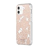 kate spade new york Protective Hardshell Case Compatible with iPhone 12 Mini - Island Leaf Pink Glitter/Clear/Blush Bumper