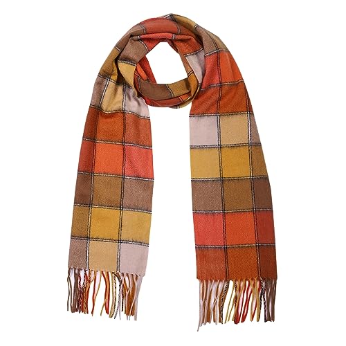 Temminc Pure Cashmere Scarf, Women Men Soft Warm Fringed Edges Colorful Checked Cashmere Scarf, Pashmina Scottish Tartan scarf Multi-Color Gift,Yellow Grid