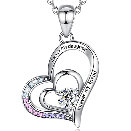 yiwaxice Tochter Geschenk von Mutter Halskette, Sterling Silber MamaTochter Geschenke Unendlichkeit Liebe Herz Anhänger Halskette Schmuck für Frauen Mutter Ehefrau (Tochter kette-Farbe) Cover
