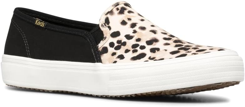 Keds Women's Double Decker Leopard Canvas Sneaker, Black, 6