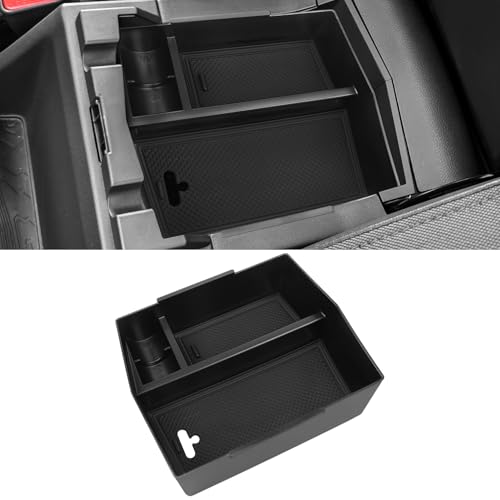 Hugeek Center Console Organizer Tray Compatible with Subaru 2025 2026 Forester Accessories Armrest Storage Box ABS Console Insert Tray Container (Black Mat)