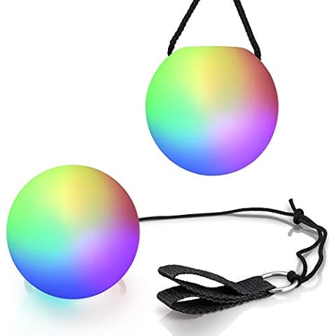 ACOPTON 1 Pair LED Glow POI Juggling Thrown Balls for Professional Belly Dance Level Hand Props,Battery included Cover