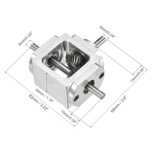 Caja de engranajes en ángulo recto QUARKZMAN 1:1 de aluminio con eje en D de 6mm 2