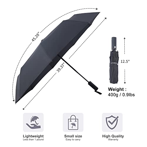 Sy Compact Travel Umbrella 2 Packs Automatic Windproof Folding Compact Umbrellas (Black + Blue) #TOP4