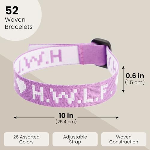 Zodaca HWLF Bracelets Bulk 52-Pack - Adjustable Polyester (10 x 0.6 In) - 26 Assorted Colors - He Would Love First & WWJD Inspirational Bracelets for Church Fundraisers & Sunday School4