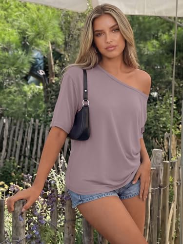 Image of Trendy Queen Womens Off the Shoulder Tops Oversized Summer Spring T-Shirts 2026