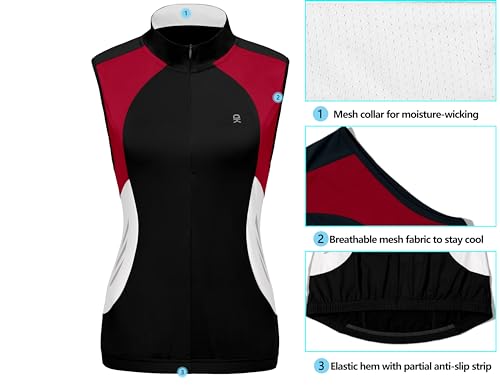 Image of Little Donkey Andy Women's Half Zip Breathable Cycling Vests Reflective Sleeveless Jerseys Shirts Golf 4 Rear Pockets