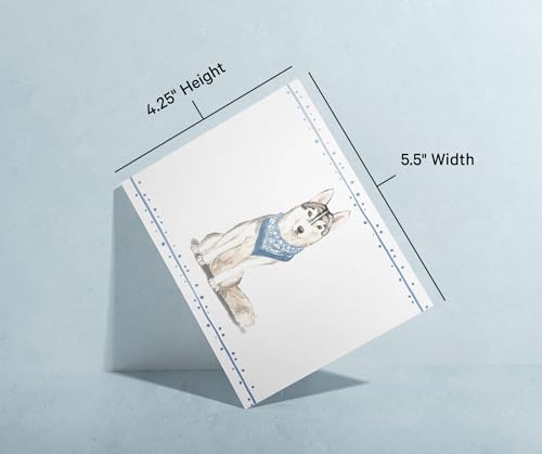 Image of Twigs Paper Siberian Husky Thank You Cards, 12 Blank Dog Stationery Cards