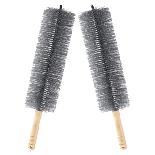 Cabilock Cepillo para Limpiar Ventiladores 48 CM Gris 2 Piezas Plumero para Ventilación y Aire Acondicionado Herramienta para Eliminar Polvo en Grietas y Mallas del Hogar