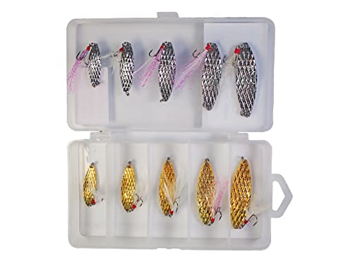 Daimouth 10Pcs Fishing Spoons Lures Metal Spoon Fishing Lures Spinner Baits Fishing Baits With Feathered Treble Hook For Salmon Walleye Bass,5G-20G #TOP20