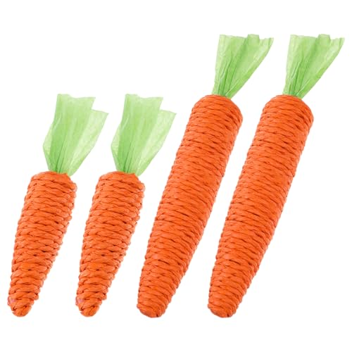Fyntave 4pcs Carrot Cat Toy, Kitten Teething Toys for Indoor Cats Cat Chew Toy Orange Natural Interactive Sisal Carrot Cats Toys Biting Chewing Keeping Teeth Clean