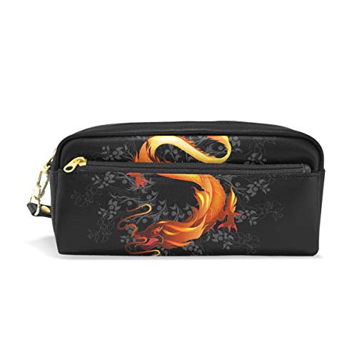 Preisvergleich Produktbild CPYang Federmäppchen, chinesischer Drache, Leder, Reißverschluss, Stiftehalter, für Studenten, Schreibwaren, Kosmetik, Make-up-Tasche