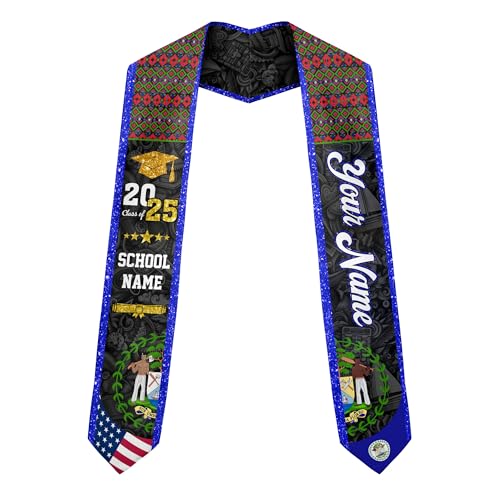 MonkeyVan Custom Belize Graduation Sash Belize Stole for Graduation Belize Flag Gift Graduation Sash Graduation Stole Bz10