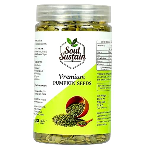 Image of SoulSustain Pumpkin Seeds 420 GM | Raw Pumpkin Seeds | Edible Seeds for Daily Nutrition | Plant Based Protein | Roasted Snack, Smoothies, Baking, Salads, Keto & Vegan Diet