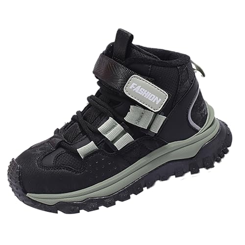 High Top Sneaker Shoes Big Kids Fashion Stylish Athletic Running Sports Shoes Anti Slip Casual Sneakers with Strap (Black, 13 Little Child)