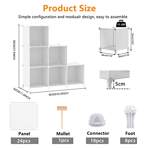 Awtatos Cube Storage Organizer, Storage Cubes Shelves Bookshelf, 6 Cube Closet Organizers And Storage, Diy Stackable Plastic Clothes Organizer Shelving For Bedroom, Home Office, White #TOP2