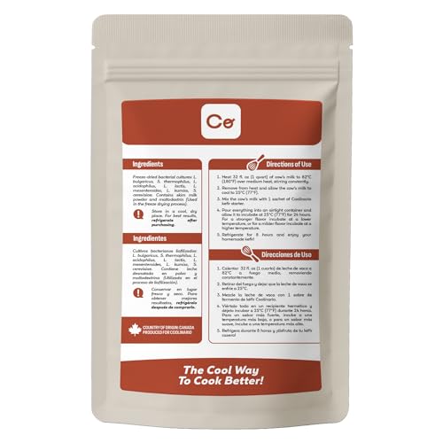 Image of Coolinario Kefir Starter (10-Pack, 1.5g Sachets) Live Probiotic Cultures | Homemade Kefir Starter Kit, Smooth, Creamy & Tangy, Non-GMO, No Preservatives, Gluten Free