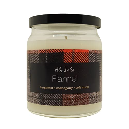 Flannel (Bergamot, Mahogany, Soft Musk) Scented 100% Soy Wax 9.5Oz Single Wick Jar Candle | Made In The Usa By Aly Inks #TOP25