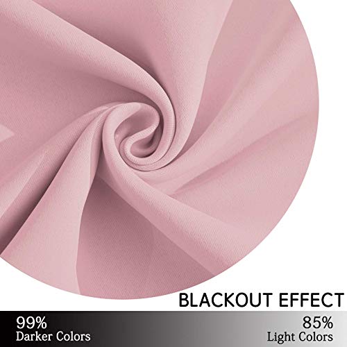 Yakamok Pink Curtains Room Darkening Thermal Insulated with Grommet Window Curtain for Bedroom, 38Wx72L inch, 2 Panels