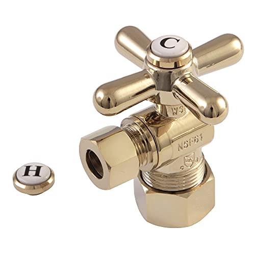 Kingston CC53302X Quarter-Turn Angle Shut-Off Valve, Polished Brass