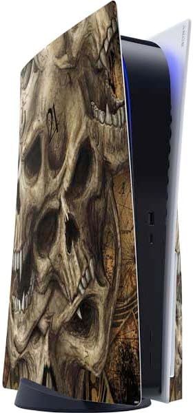 Skinit Decal Gaming Skin Compatible with PS5 Console - Skull and Crossbones (White) Design