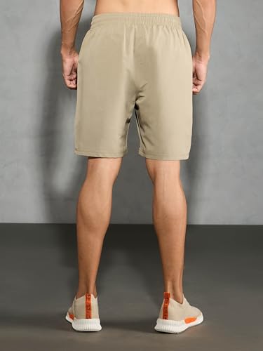 Image of TECHNOSPORT Men Solid Slim Fit Sports Shorts Techno LITE UPF50+ Polyester Mid Rise Drawstring Shorts Pant for Men Gym Workout Running Cricket Casual Quick Dry