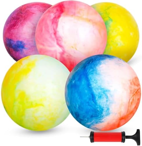 3 otters 5-Pack 12-Inch Playground Balls, Sensory Kickball & Dodgeball Set with Air Pump for Indoor/Outdoor Sports, Kids Games and Party Favors