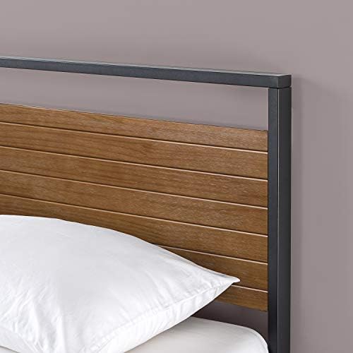 ZINUS Suzanne 18 cm Metal and Wood Platform Bed Frame | Solid Wood & Steel Construction | Wood Slat Support | For Adults, Kids, Teenagers | Easy Assembly | Single | Chestnut Brown