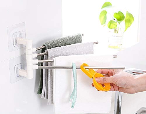 Mobhada 4 Bars Stainless Steel Towel Rack for Bathroom and Kitchen with Wall Stick Adhesive Pads (B07TBN26SY) Amazon Price History, Amazon Price Tracker