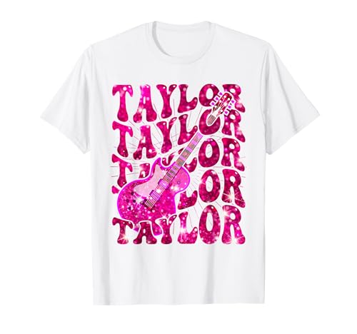 Girl Retro Taylor First Name Personalized Groovy 80's T-Shirt
