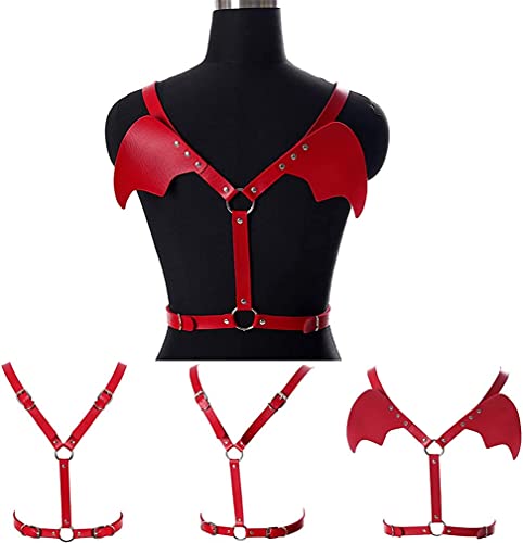 Vrouwen Punk Angel Wings Taille Riem Gothic Lederen Schouder Lichaam Gekooid Harnas Met Rug Ondergoed (rood) - Image 7