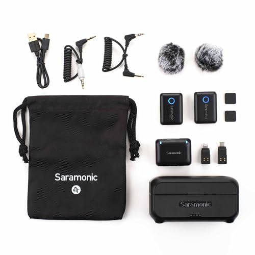 Image of Saramonic BLINK500B2+ Wireless Lavalier Microphone for iPhone Android Type-C Smartphone Camera, 492ft Range, 20h Battery Life, Clip on Wireless Lapel Mic for Live Streaming Video Conference Recording
