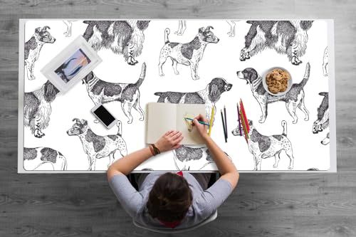 Sous-main de bureau 120x60 cm en vinyle PVC antidérapant avec motif chiens
