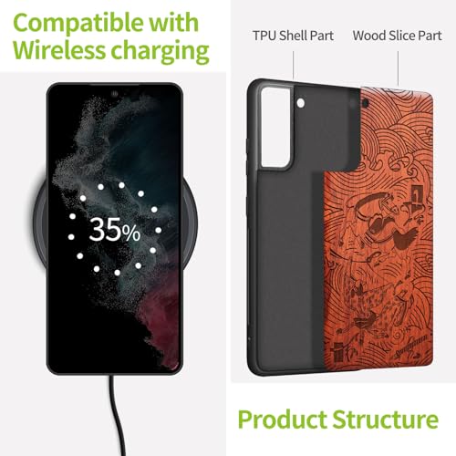 Coque Samsung S22 bois antichoc étui silicone flexible Carveit rosé