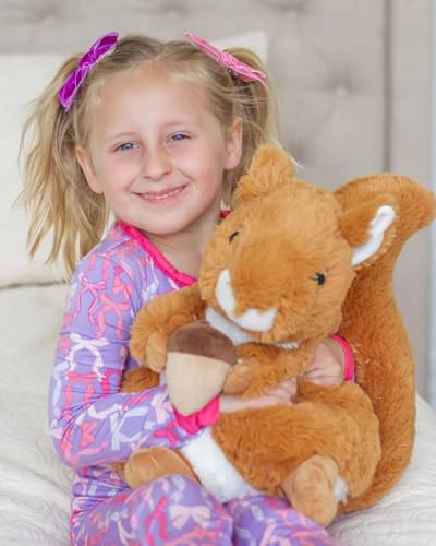 Image of BENINY 14 inch Realistic Squrrile Stuffed Animal, Cute Squirrel Plush Toy with Holding Mini Acorn, Plushie Gift for Kids