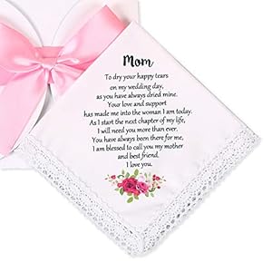 Wedding Handkerchief for Brides Mother Mom Wedding Gift from Daughter Keepsake Hankie for Mother