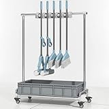 Soporte para escobas y fregonas, estante de almacenamiento para herramientas de limpieza de suelos, carrito de limpieza, estante para fregona para una limpieza eficiente del hogar.