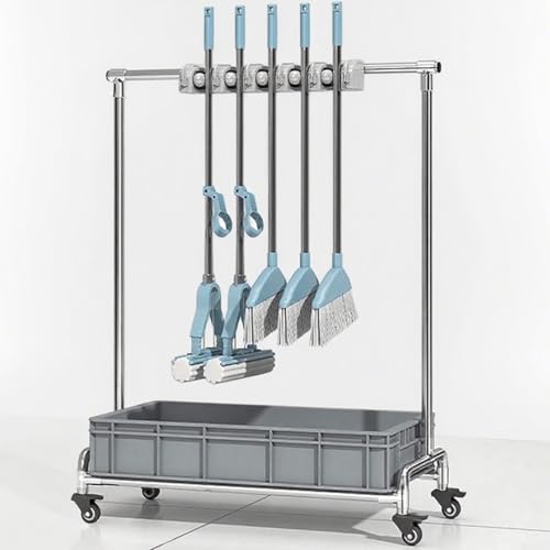 Reinigungsbedarf-Organizer, Besenhalter und Wischmopp-Regal, vertikale Reinigungswerkzeuge, Aufbewahrung, Hausmeisterwagen, Regal, Bodenreinigungsstation, Allzweck-Aufbewahrungslösung