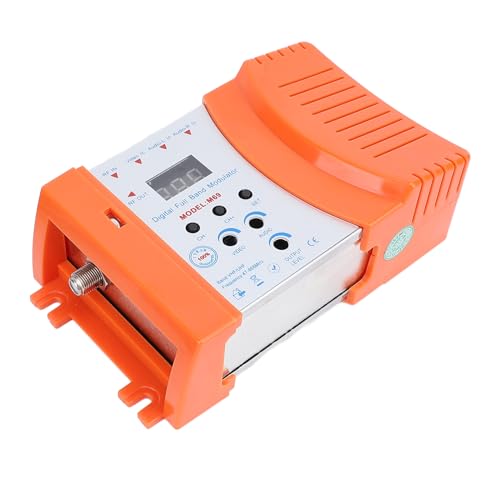 HUSHUI Modulador AV a RF, Modulador de Vídeo de Sonido VHF UHF PAL NTSC con Potencia de Salida Ajustable y Visualización de Canales, para Receptores de Satélite, Cámaras, (Enchufe Europeo 220-240V)