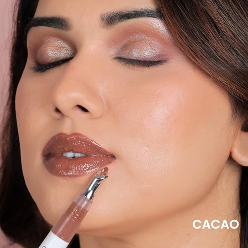 Image of Peptide Glaze Lip Balm - Cacao (Sheer) | 3-in-1 Formula for Glossy Shine, Healing, and Nourishment | Pillowy-Soft Lips | Nourishes Dry Skin | Real Reviews, Juicy Results!