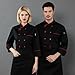 Chefs Apron for Men Classic Baggy Fashion Uniform Solid Comfortable Kitchen Aprons for Men Long Sleeve Double Breasted Mock Neck Camisa De Chef para Hombre Black