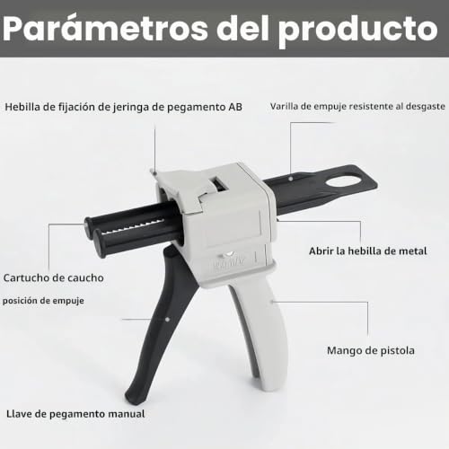 Miniatura 3 de Pistola De Pegamento Epoxi Ab,Pistola Dispensadora,Mezclado Relación 1: 1, Dispensadora De Extensión De Mango,Tubo Doble 50 Ml,Adecuado Para Craft Hobby Art Diy Reparación Hogar Oficina