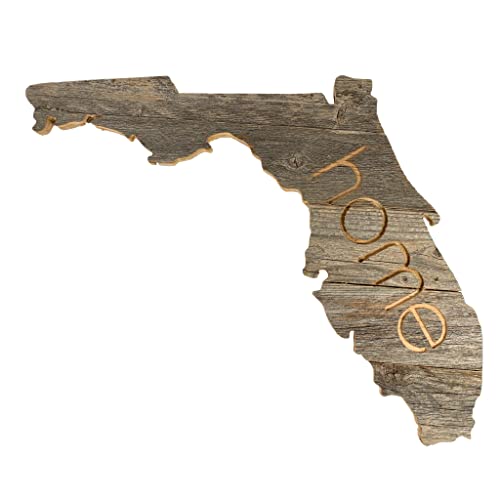 Florida Rustic Farmhouse Wood State Sign | State Wall Home Décor | Makes a Great FL Themed Gift for Newlyweds, Homesick or State Pride | Natural Weathered Gray | Made of 100% Reclaimed and Recycled