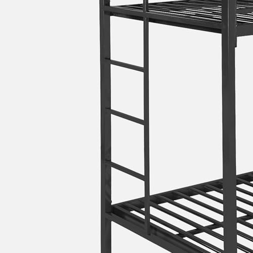 Image of Pilio Twin Over Twin Metal Bunk Beds for Kids | Bunker Bed for Adults | Double Decker Bed for Kids Room Furniture | Frame Only, Mattress not Included (Black)