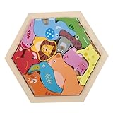 immagine prodotto Mikinona Puzzle Animali in Legno per Anni Giocattolo Educativo per Apprendimento Colori e Forme Puzzle Cognitivo Divertente e Sicuro per Bambine