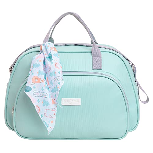 Combo com Bolsa Grande e Mochila Pirulitando Arco-Íris Verde Água