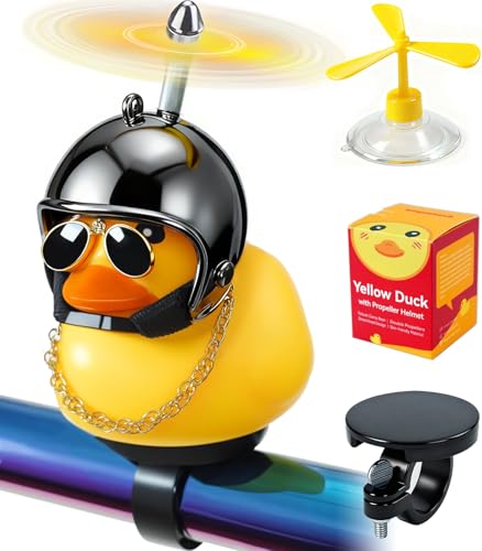 EMPATHECH Rubber Duck Bike Decorations [New Stable Clamp Mount] Cute Squeak Duck Bike Bell...